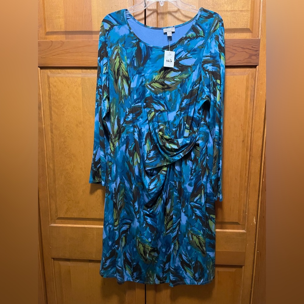 J. Jill Blue and Green Long Sleeve Dress